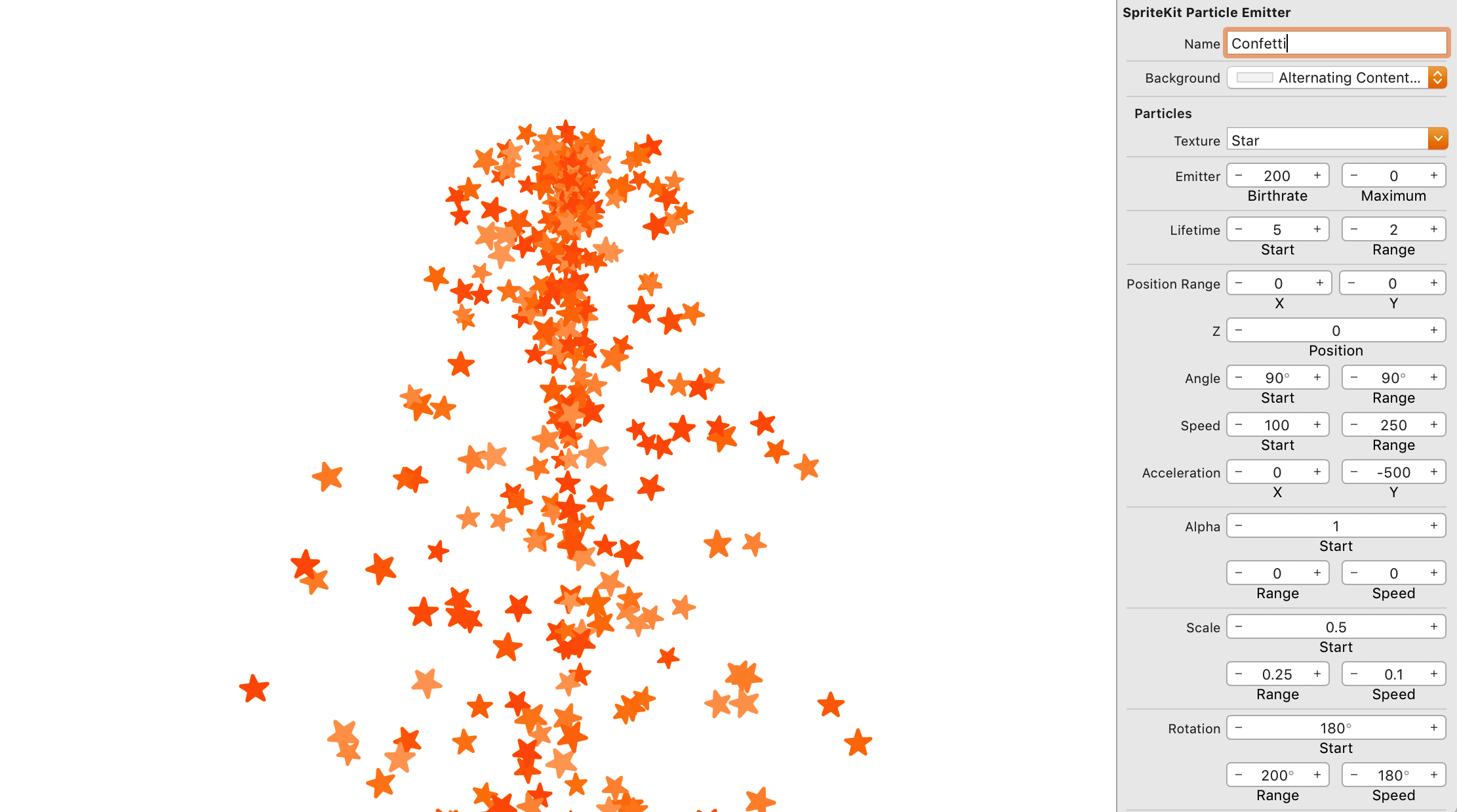Xcode SpriteKit Particle Editor