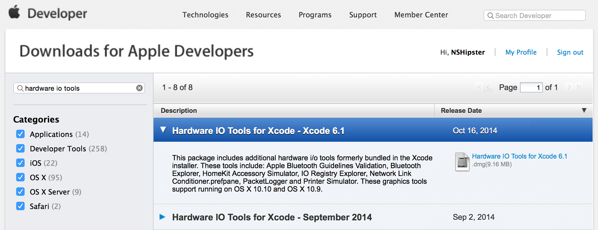 Download Hardware I/O Tools from Apple Developer Website 